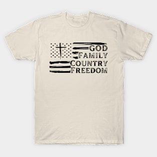 God Family Country - Patriotic Christian American Flag T-Shirt